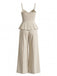 Beiges 50er 2PCS Top & Palazzo-Hose aus Baumwolle