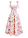 50er Midikleid mit Blumen-Print und Bindeträgern