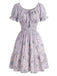 1950s Floral Square Neck Ruffle Dress 10