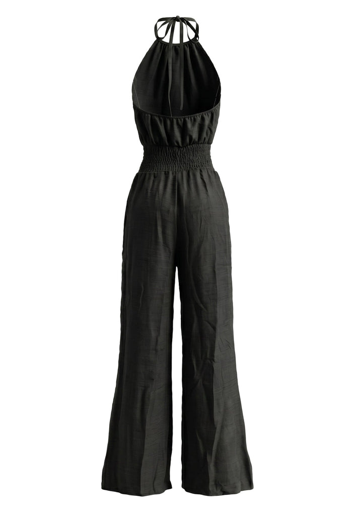 70er Jumpsuit mit Neckholder und Smok