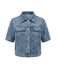 Blaue 50er Jeans-Jacke mit Reverskragen und Knopf