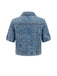 Blaue 50er Jeans-Jacke mit Reverskragen und Knopf