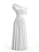 70er One-Shoulder Kleid mit Wickelausschnitt und Raffung