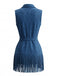Marineblaues 70er Western-Kleid mit Fransen und Gürtel