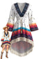 Weißes 70er Boho-Kleid mit Paisley-Print und Fransen