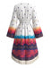 Weißes 70er Boho Kleid mit Paisley und Print
