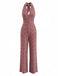 Brown 1970s Floral V Neck Jumpsuit 2