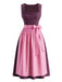 Rosa 50er Kleid mit Eckiger Ausschnitt und Blumen