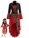 Rot-Schwarzes 40er Piratenkleid mit Schnürung
