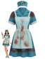 Blaues 60er Krankenschwester-Kostümkleid mit blutiger Schürze