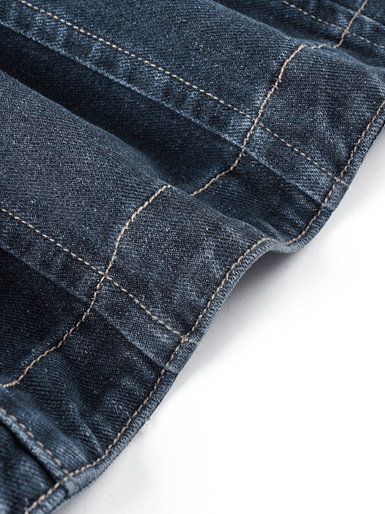 Blaue 50er Jeans-Jacke mit Reverskragen