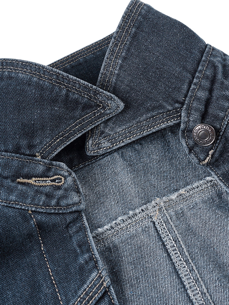 Blaue 50er Jeans-Jacke mit Reverskragen