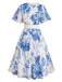 Plus Size 1950s Floral V Neck Belted Dress 2
