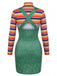 60er Kleid mit Hoher Ausschnitt und Streifen