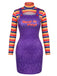 60er Kleid mit Hoher Ausschnitt und Streifen