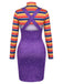 60er Kleid mit Hoher Ausschnitt und Streifen