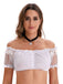 Weisses 50er Crop-Top mit Spitze und Puffärmeln