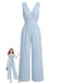 Blauer 40er ärmelloser Jumpsuit mit Wickeloptik