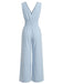 Blauer 40er ärmelloser Jumpsuit mit Wickeloptik