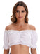 Weisses 50er Crop-Top mit Carmen-Ausschnitt und Spitze
