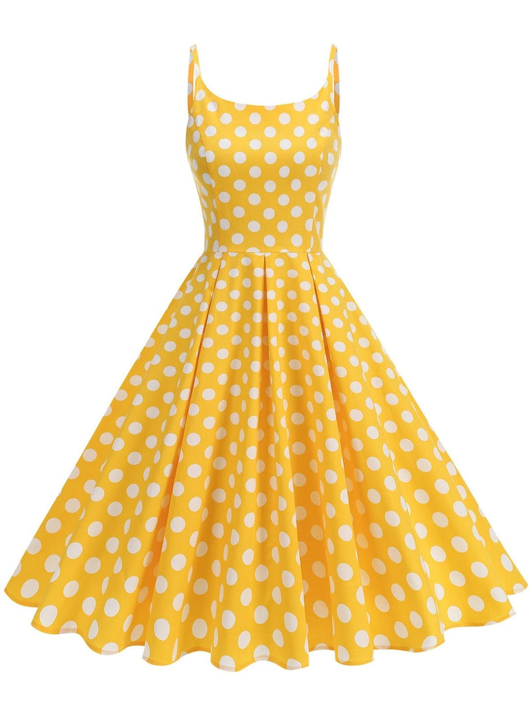 50er Swingkleid mit Spaghettiträger und Polka-Dots