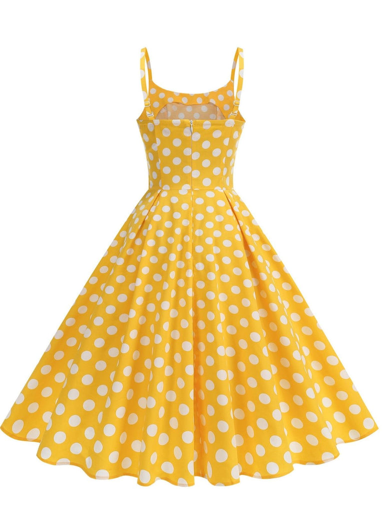 50er Swingkleid mit Spaghettiträger und Polka-Dots
