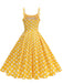 50er Swingkleid mit Spaghettiträger und Polka-Dots