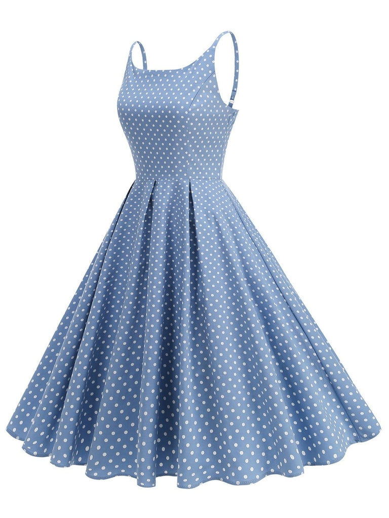 50er Swingkleid mit Spaghettiträger und Polka-Dots