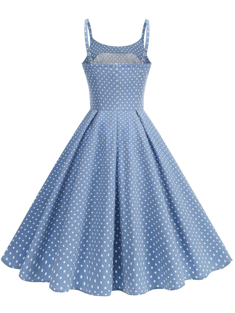 50er Swingkleid mit Spaghettiträger und Polka-Dots