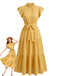 40er Kleid mit Stehkragen und Rüschen