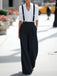 Grauer 60er Jumpsuit mit Hohe Taille und Plissee