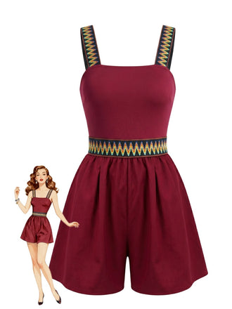 70er Romper mit Print und Ethno
