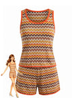 60er Strick-Top & Shorts mit Chevron und Tank