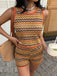 60er Strick-Top & Shorts mit Chevron und Tank