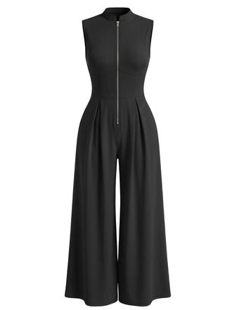 40er Ärmelloses Jumpsuit mit Breit und Front