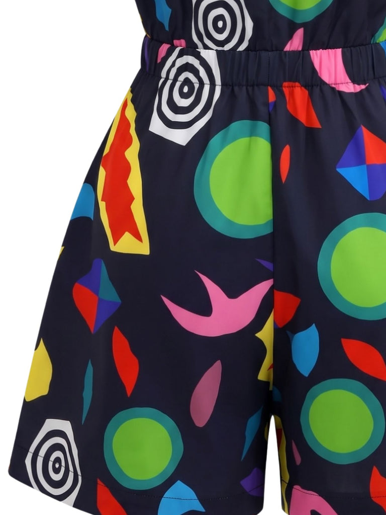 50er Stranger-Things-inspirierter Romper mit geometrischem Print
