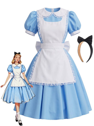50er Wonderland Kostüm-Set mit Kleid und Schürze