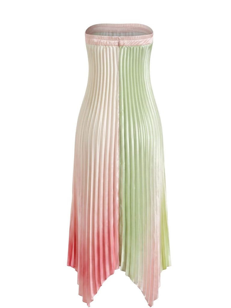 50er Plissee-Maxikleid mit Ombre und Zipfelsaum