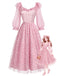 Rosa 50er Netzkleid mit Rüschen und Blumen