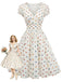 Mehrfarbiges 50er Kleid mit Polka-Dots