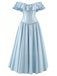 Hellblaues 50er Kleid mit Rüschen und Taille