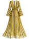 [Pre-Sale] Plus Size Yb 1980s V Neck Striped Patchwork Dress 3