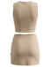 Beige 80er Rock mit Cut-out und Wickel