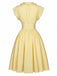 Hellgelbes 50er Kleid mit Rüschen und Taillenbinde