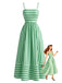 Grünes 50er Midikleid mit Spaghettiträger und Cut-out