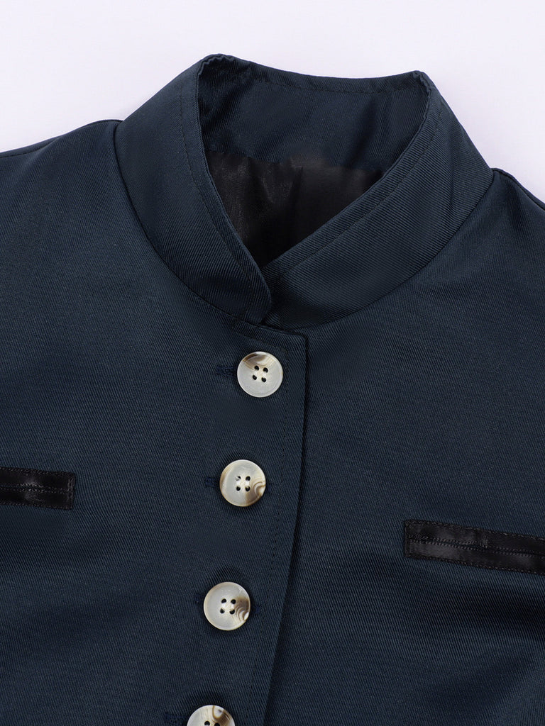 Marineblaue 50er Jacke mit Knopfleiste