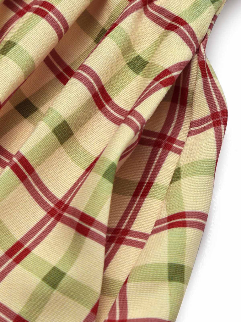 [Pre-Sale] Champagne 1940s Plaid Lace Vintage Dress 7