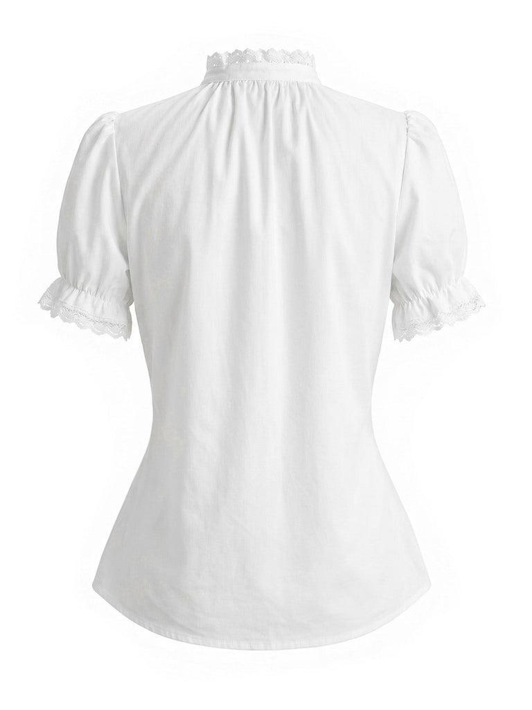 Weißes & Grünes 50er Kleid mit Karo und Spitze