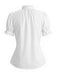 Weiße 50er Bluse mit Patchwork und Puffärmel