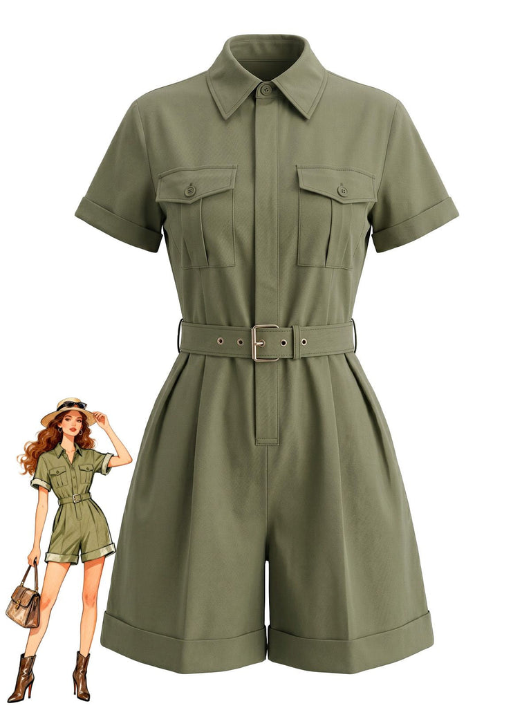 50er Romper mit Reverskragen und Tasche
